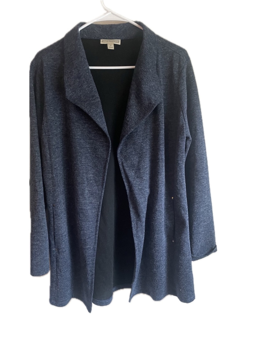 Dana Buchman Gray Open Front Drape Cardigan Blazer Jacket M Soft Knit
